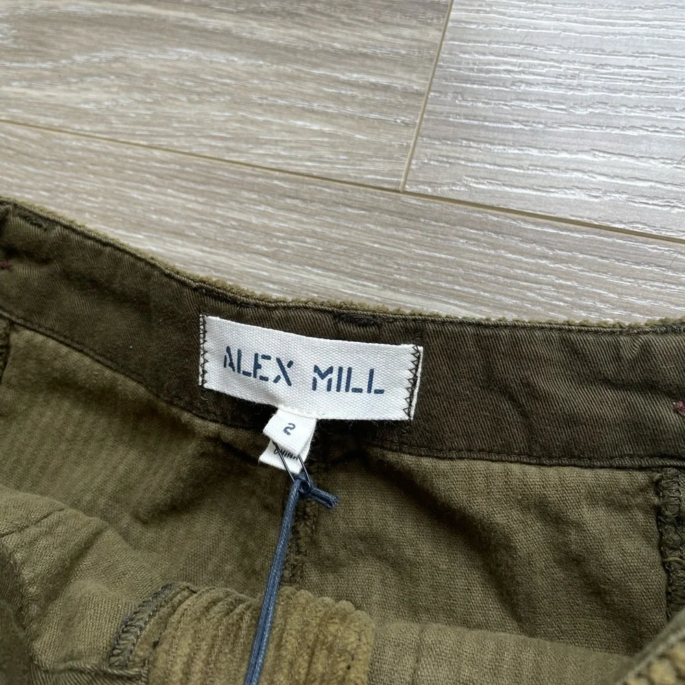 NWT Alex Mill Women’s Neil Straight Leg Pant Corduroy Sz 2 Green 100% Cotton - Picture 8 of 14